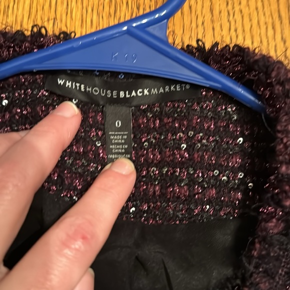 White House Black Market purple sparkle tweed blazer size 0 - Picture 3 of 9